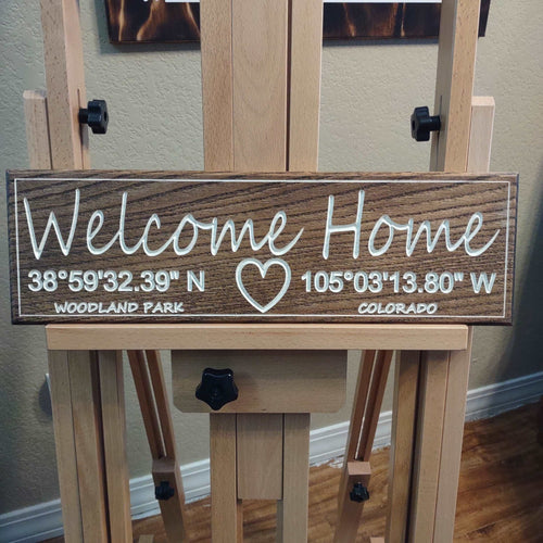 Welcome Home Sign with Coordinates