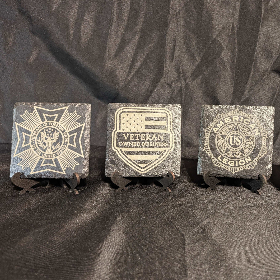 Veteran Slate Coaster Set